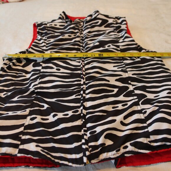 Casual Identity Zebra Print/ Red Reversable Vest Women's Size Large Casual Cozy - Picture 3 of 13